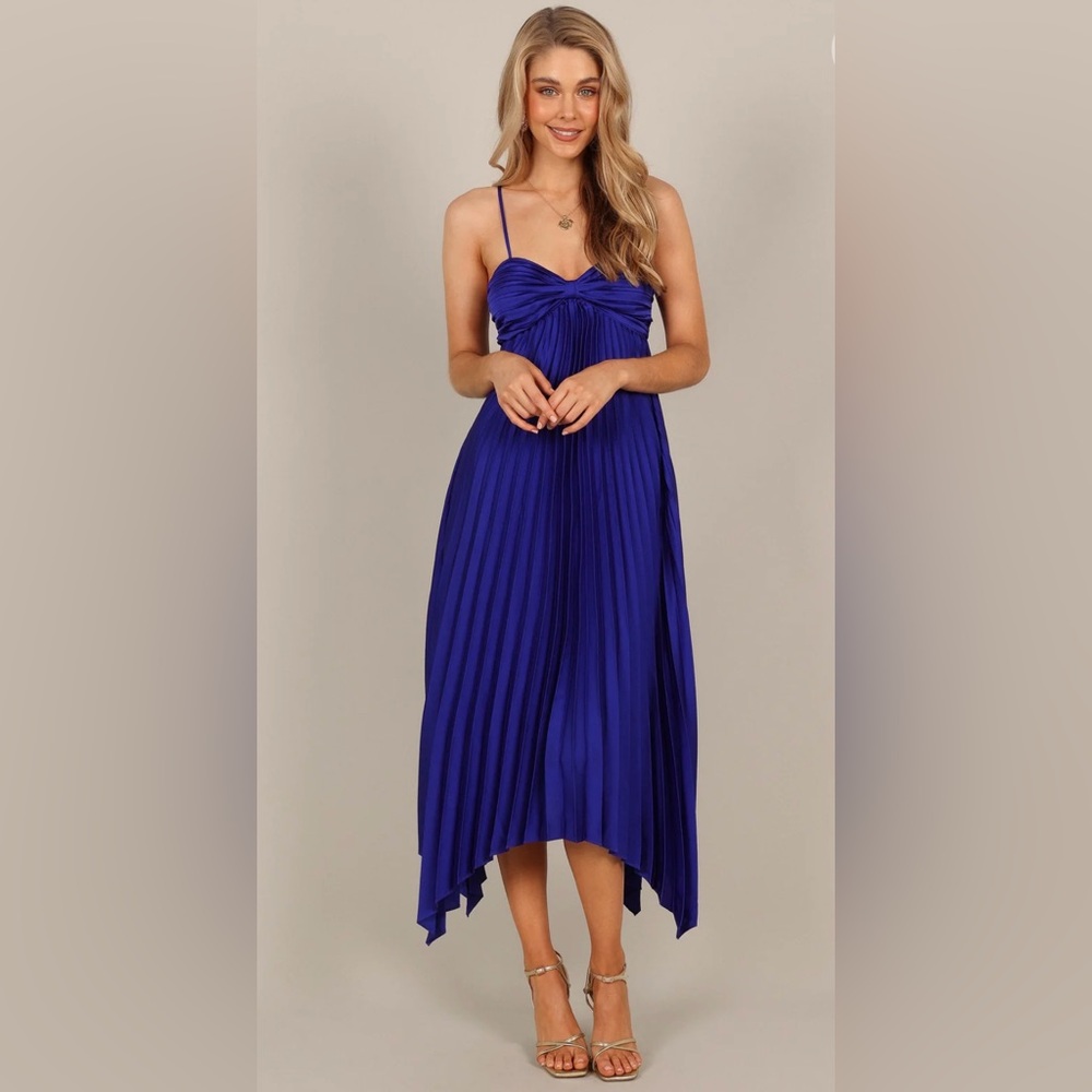 Petal & Pup Royal Blue Pleated Dress